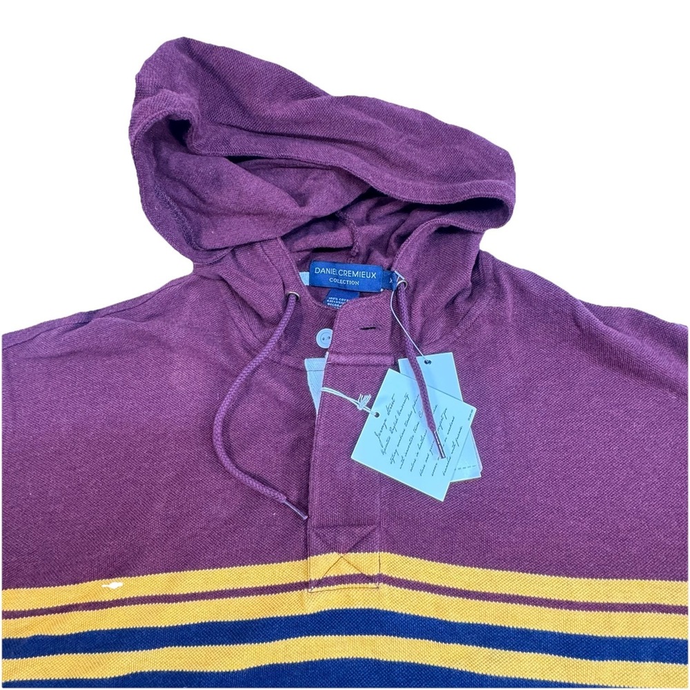 Daniel Cremieux NWT Y2K VTG 100% Cotton Striped Long Sleeve Hooded XL - Picture 4 of 7